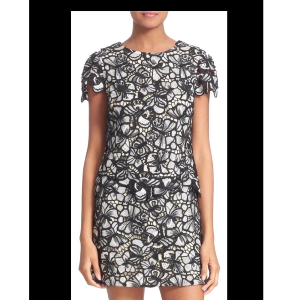 Alice & Olivia Butterfly Lace Top & Skirt